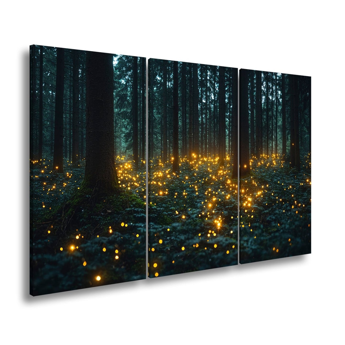 Leinwandbild Zauberwald XXL – Erleuchtet von tanzenden Lichtpunkten - deyoli