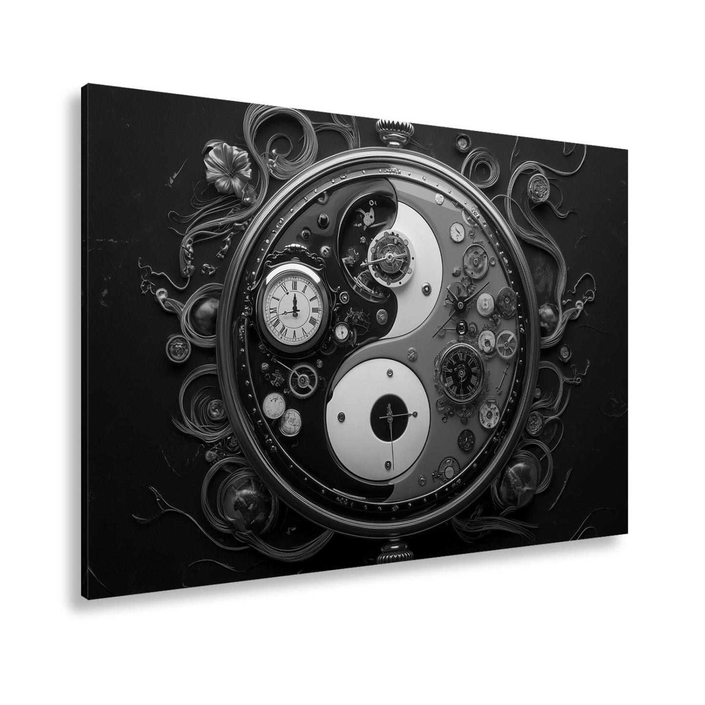 Leinwandbild Zeitkunst in Yin - Yang, Mechanik trifft goldene Eleganz - deyoli