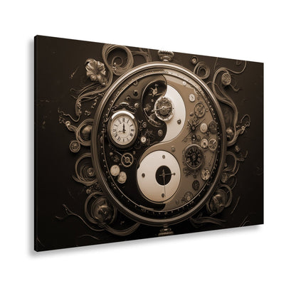 Leinwandbild Zeitkunst in Yin - Yang, Mechanik trifft goldene Eleganz - deyoli