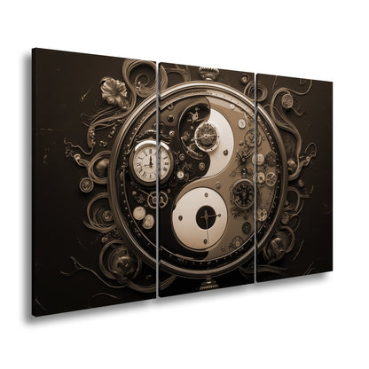 Leinwandbild Zeitkunst in Yin - Yang, Mechanik trifft goldene Eleganz - deyoli