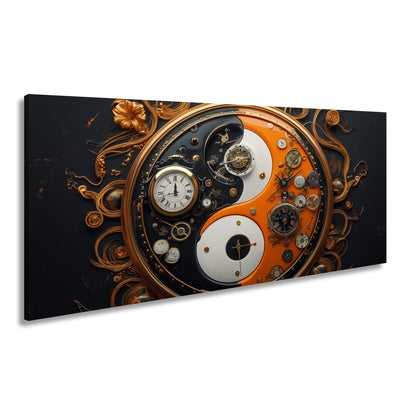 Leinwandbild Zeitkunst in Yin - Yang, Mechanik trifft goldene Eleganz - deyoli
