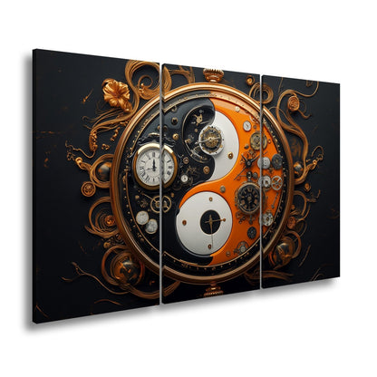 Leinwandbild Zeitkunst in Yin - Yang, Mechanik trifft goldene Eleganz - deyoli