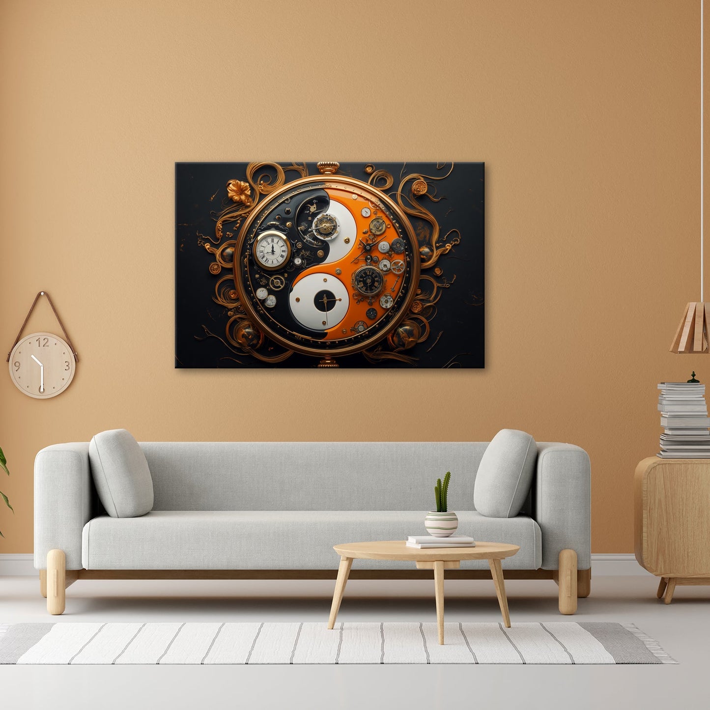 Leinwandbild Zeitkunst in Yin - Yang, Mechanik trifft goldene Eleganz - deyoli