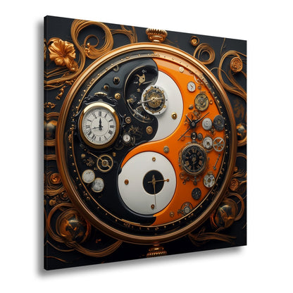 Leinwandbild Zeitkunst in Yin - Yang, Mechanik trifft goldene Eleganz - deyoli