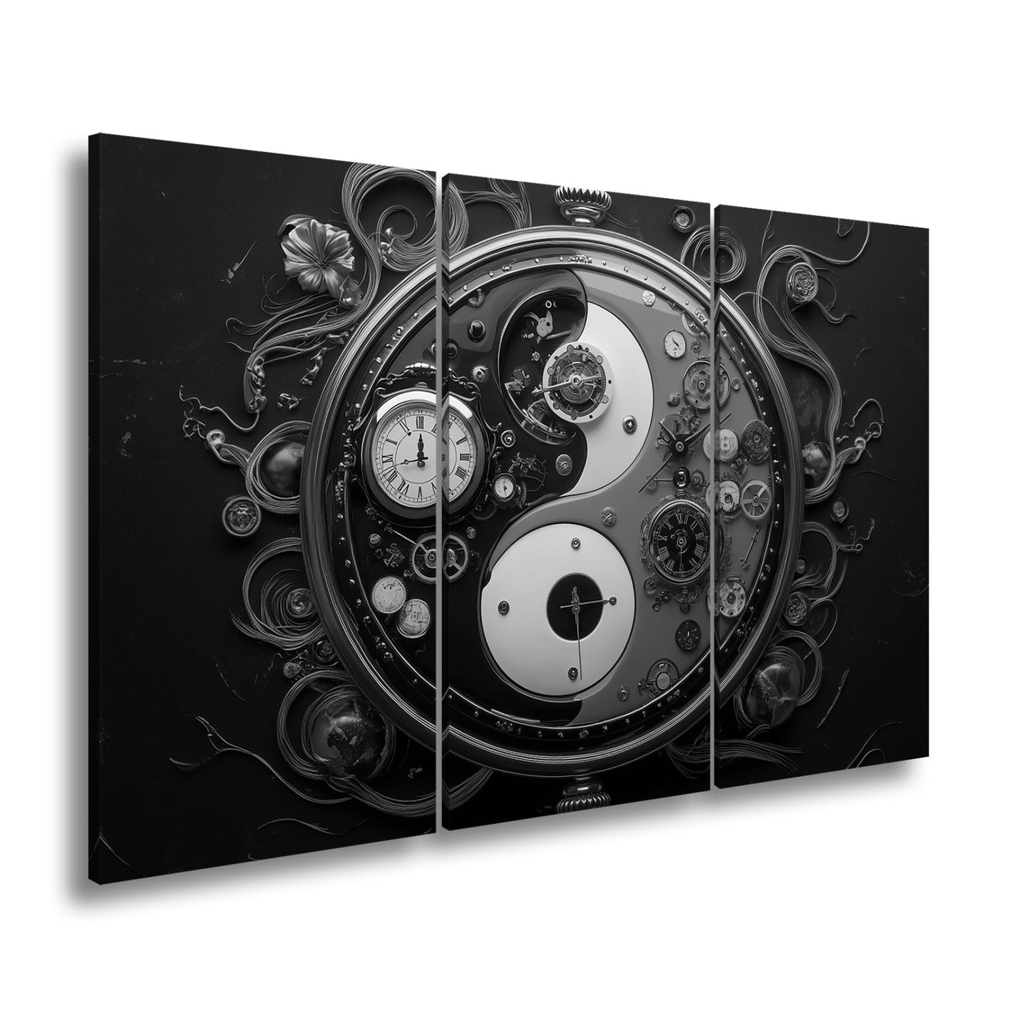 Leinwandbild Zeitkunst in Yin - Yang, Mechanik trifft goldene Eleganz - deyoli