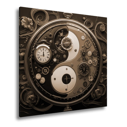 Leinwandbild Zeitkunst in Yin - Yang, Mechanik trifft goldene Eleganz - deyoli