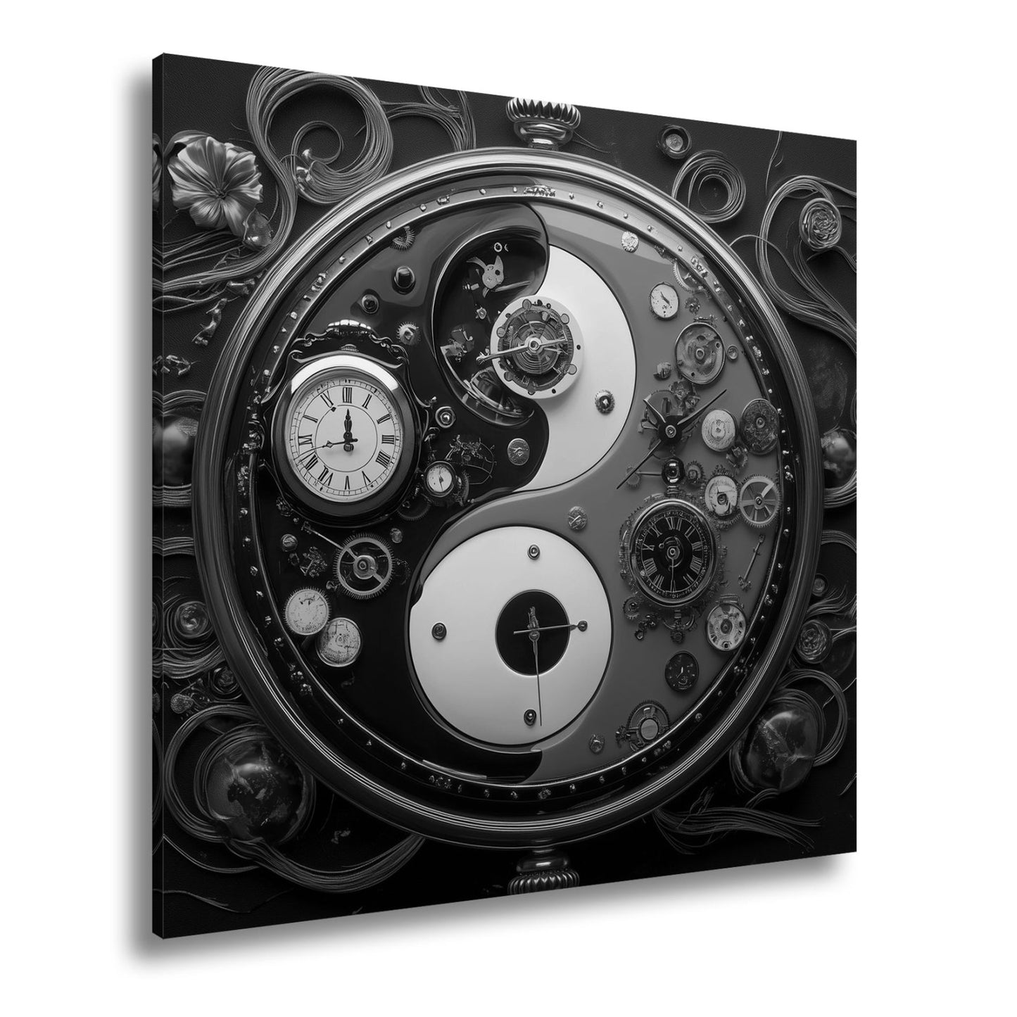 Leinwandbild Zeitkunst in Yin - Yang, Mechanik trifft goldene Eleganz - deyoli