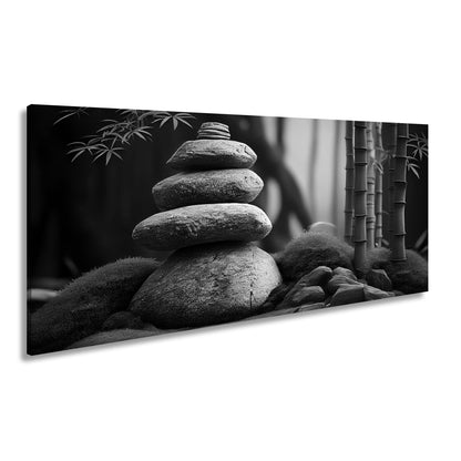 Leinwandbild Zen - Magie – Steine und Bambus in perfekter Harmonie. - deyoli