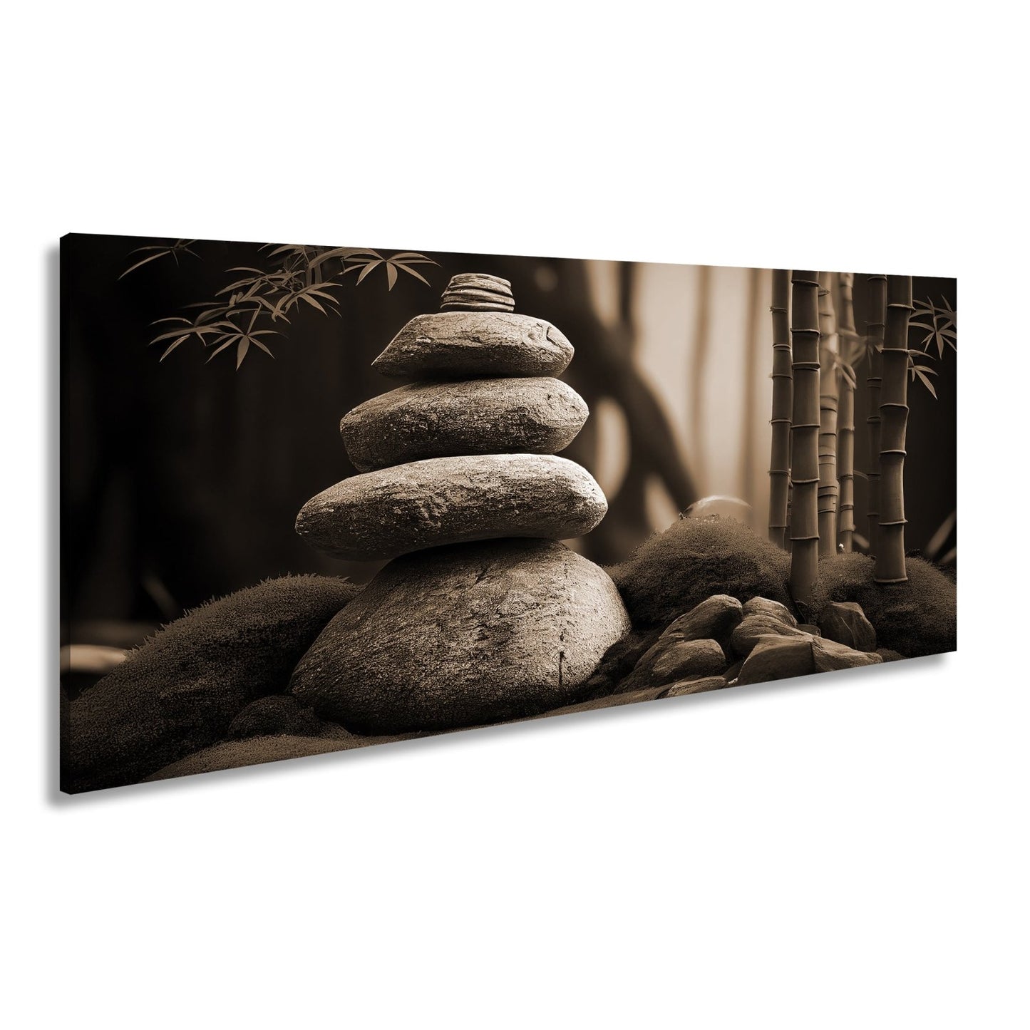 Leinwandbild Zen - Magie – Steine und Bambus in perfekter Harmonie. - deyoli