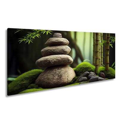Leinwandbild Zen - Magie – Steine und Bambus in perfekter Harmonie. - deyoli