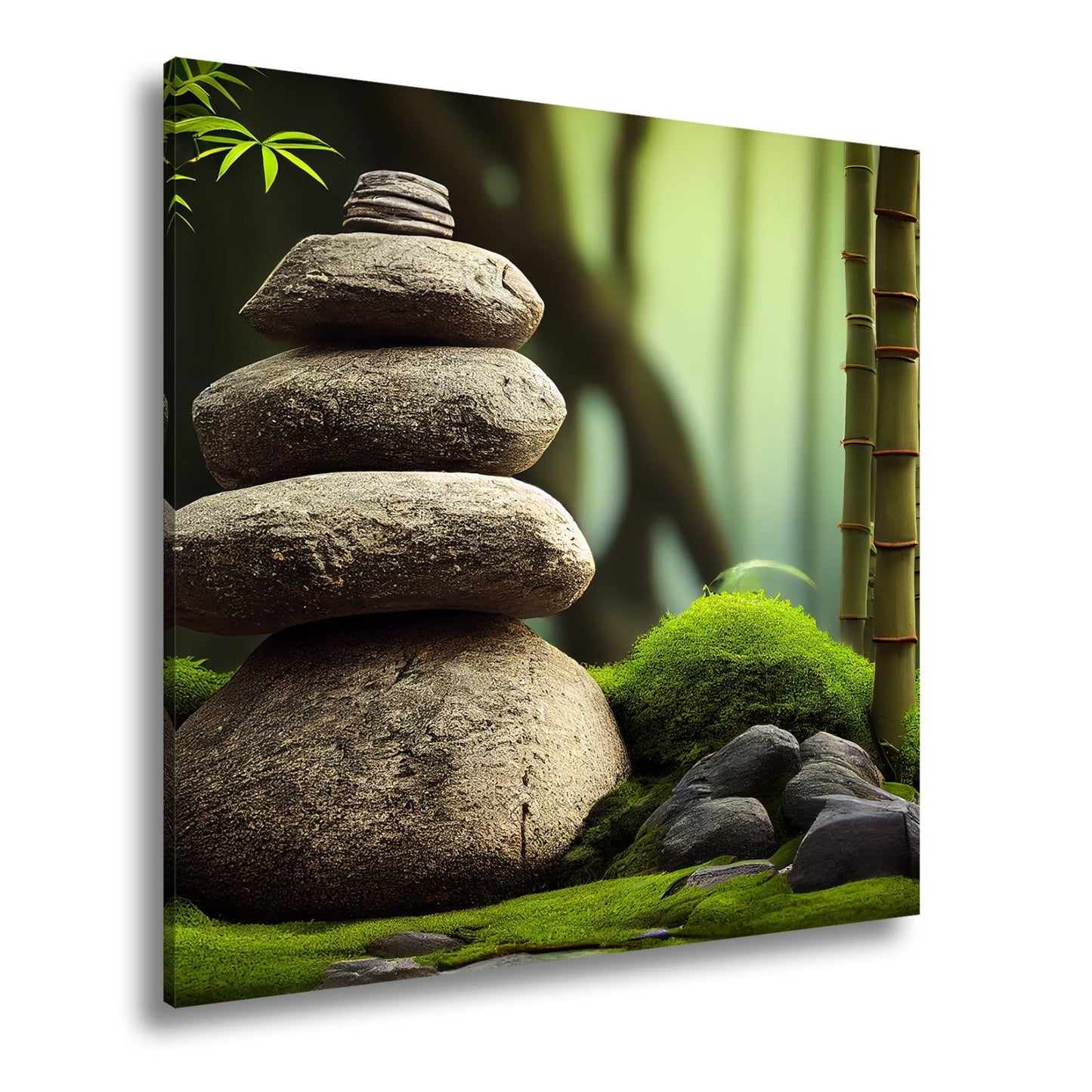 Leinwandbild Zen - Magie – Steine und Bambus in perfekter Harmonie. - deyoli