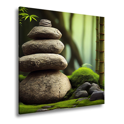 Leinwandbild Zen - Magie – Steine und Bambus in perfekter Harmonie. - deyoli