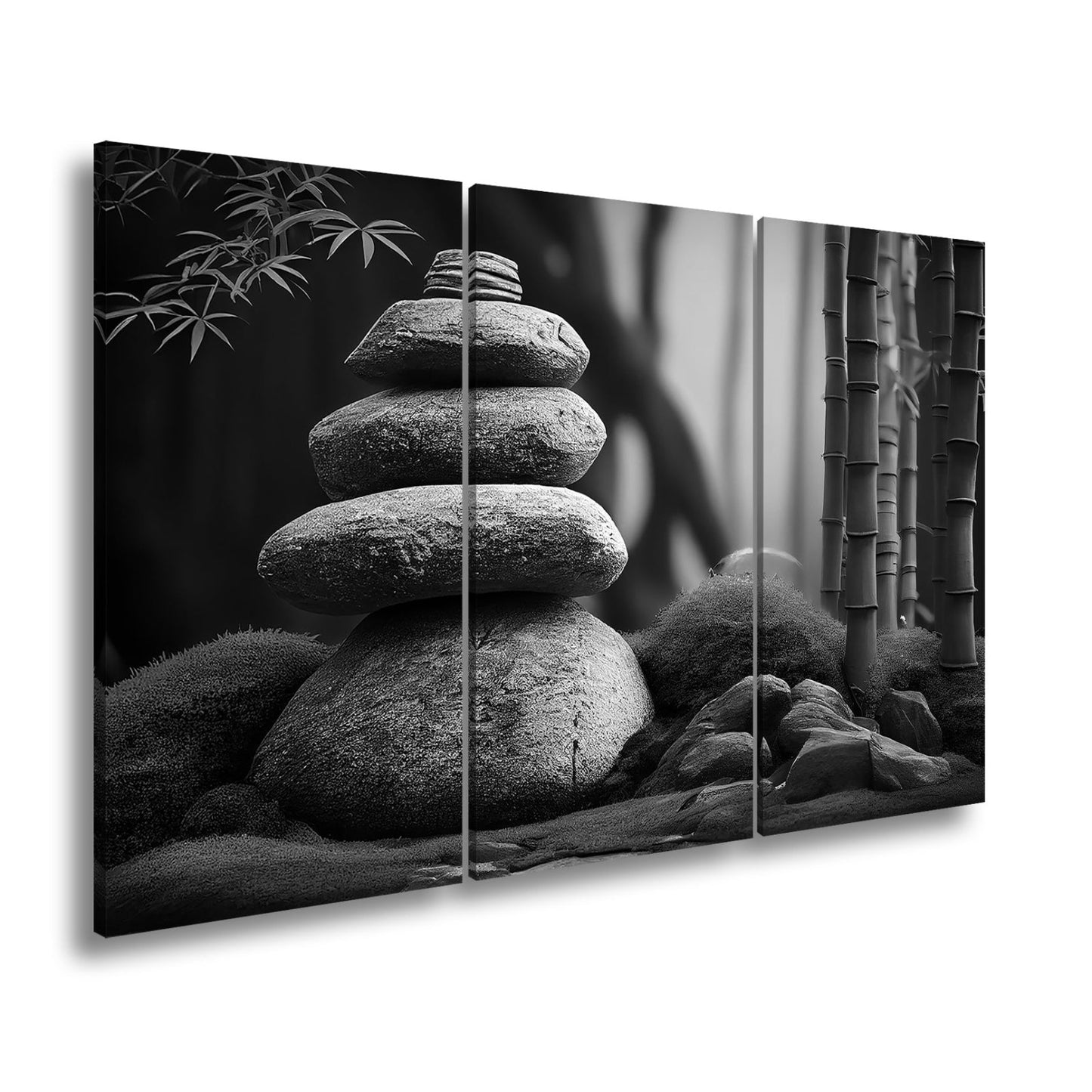 Leinwandbild Zen - Magie – Steine und Bambus in perfekter Harmonie. - deyoli