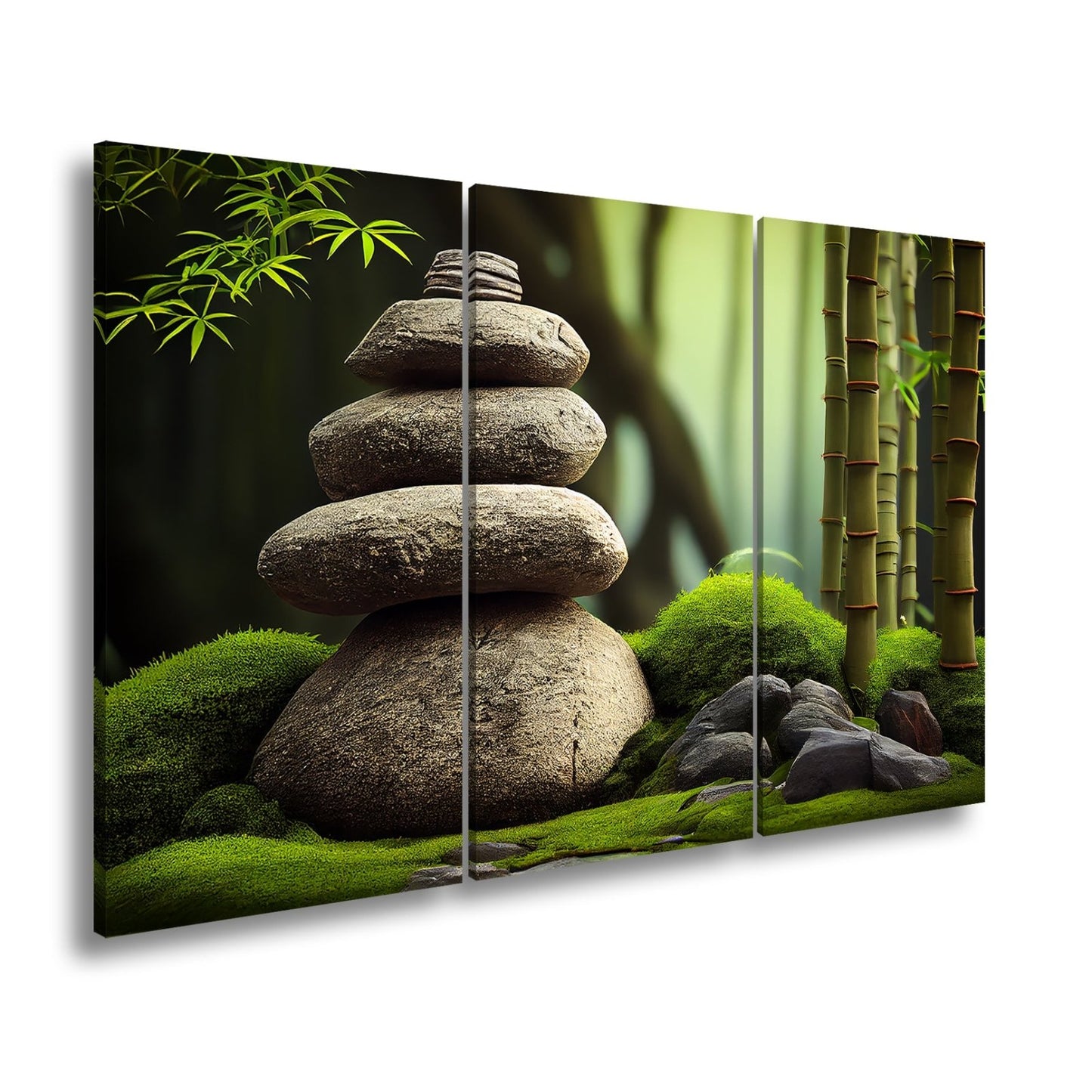 Leinwandbild Zen - Magie – Steine und Bambus in perfekter Harmonie. - deyoli
