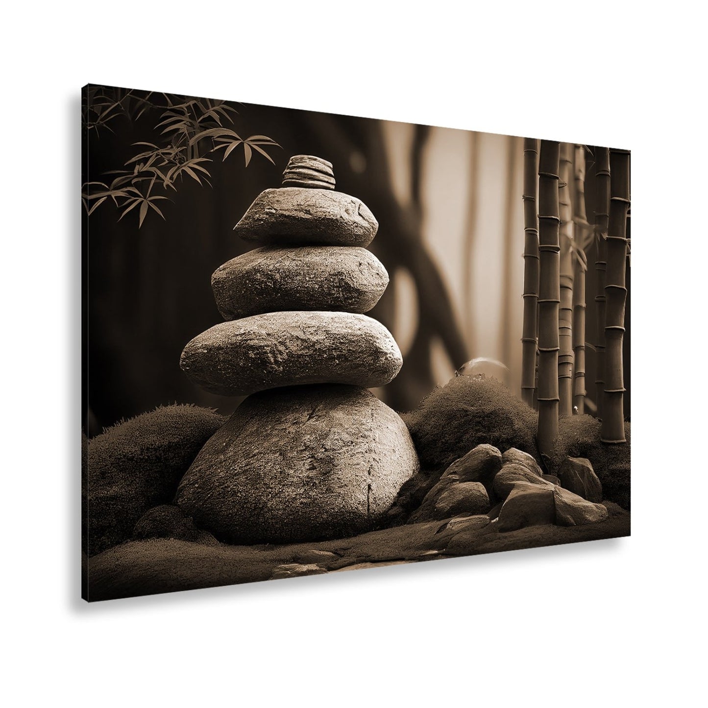 Leinwandbild Zen - Magie – Steine und Bambus in perfekter Harmonie. - deyoli