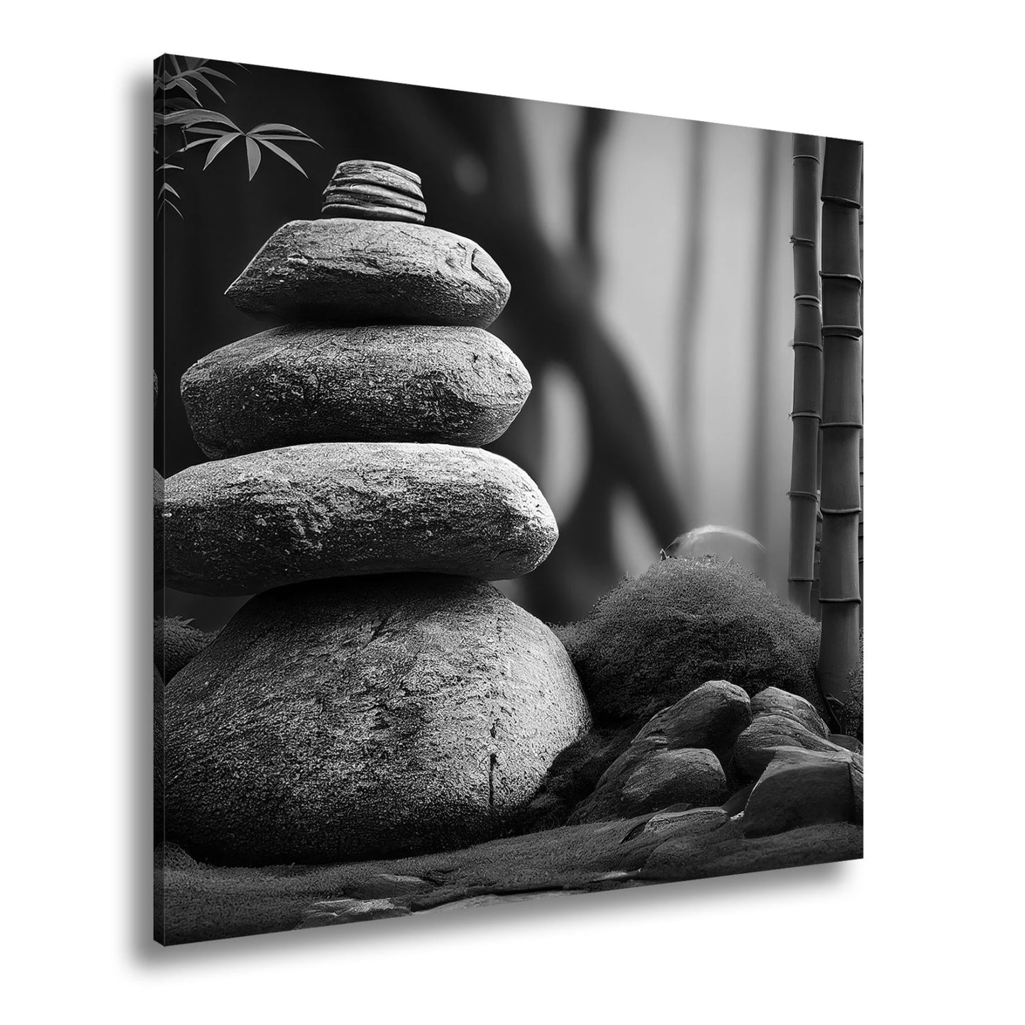 Leinwandbild Zen - Magie – Steine und Bambus in perfekter Harmonie. - deyoli