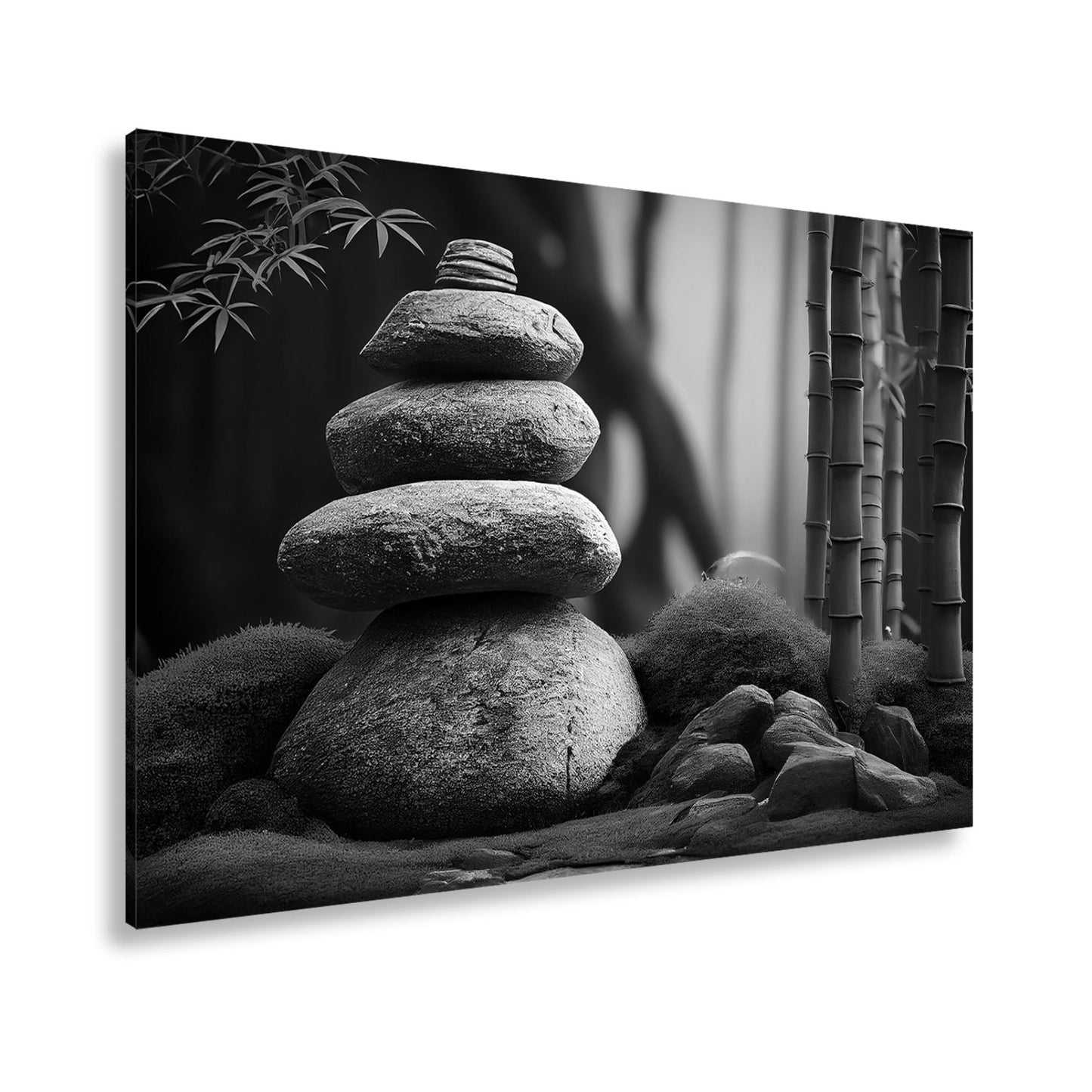 Leinwandbild Zen - Magie – Steine und Bambus in perfekter Harmonie. - deyoli