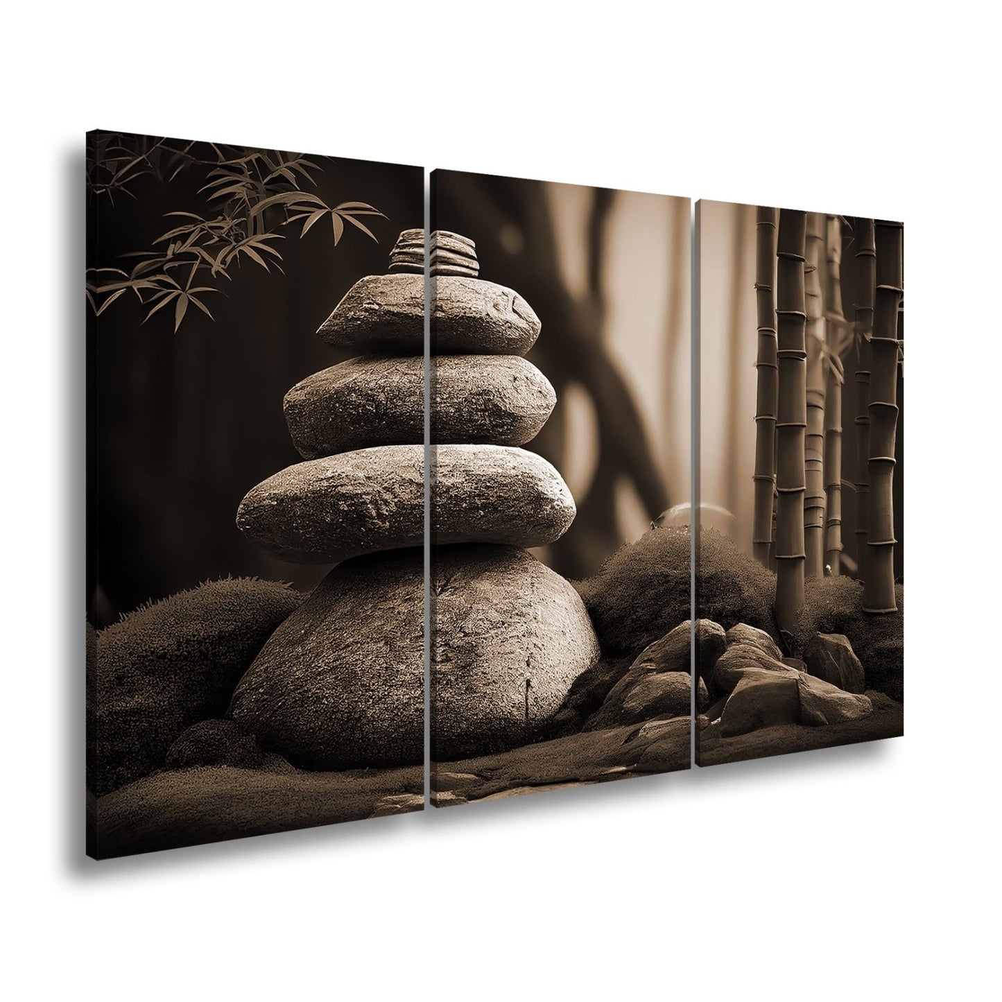 Leinwandbild Zen - Magie – Steine und Bambus in perfekter Harmonie. - deyoli