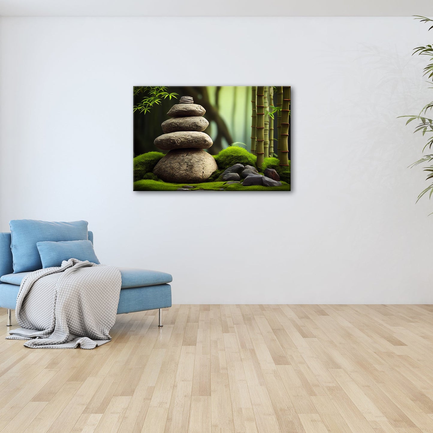 Leinwandbild Zen - Magie – Steine und Bambus in perfekter Harmonie. - deyoli