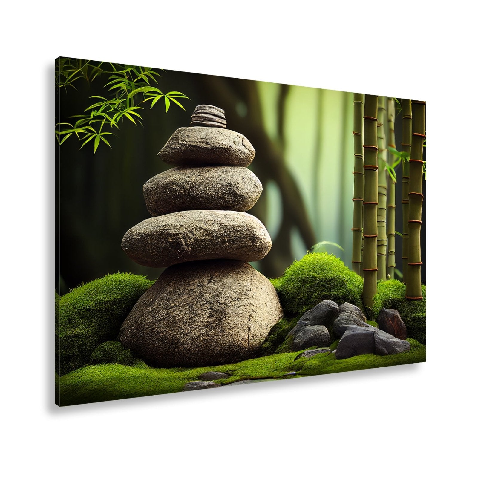 Leinwandbild Zen - Magie – Steine und Bambus in perfekter Harmonie. - deyoli