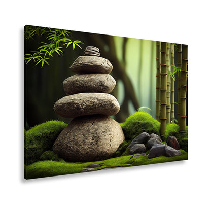 Leinwandbild Zen - Magie – Steine und Bambus in perfekter Harmonie. - deyoli