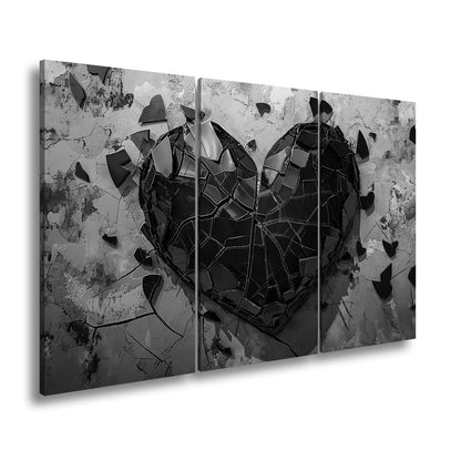 Leinwandbild Zerborstenes Herz – Schmerz gemalt in Glas und Wand. - deyoli