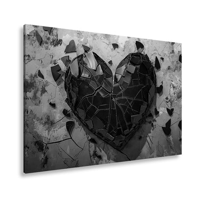 Leinwandbild Zerborstenes Herz – Schmerz gemalt in Glas und Wand. - deyoli