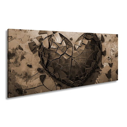Leinwandbild Zerborstenes Herz – Schmerz gemalt in Glas und Wand. - deyoli