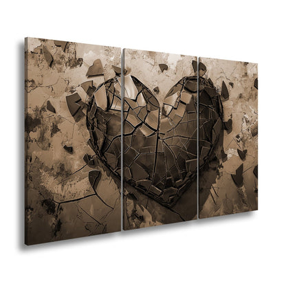 Leinwandbild Zerborstenes Herz – Schmerz gemalt in Glas und Wand. - deyoli