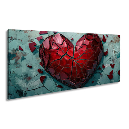 Leinwandbild Zerborstenes Herz – Schmerz gemalt in Glas und Wand. - deyoli