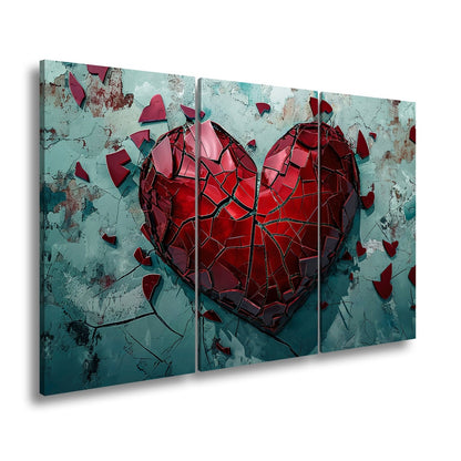 Leinwandbild Zerborstenes Herz – Schmerz gemalt in Glas und Wand. - deyoli