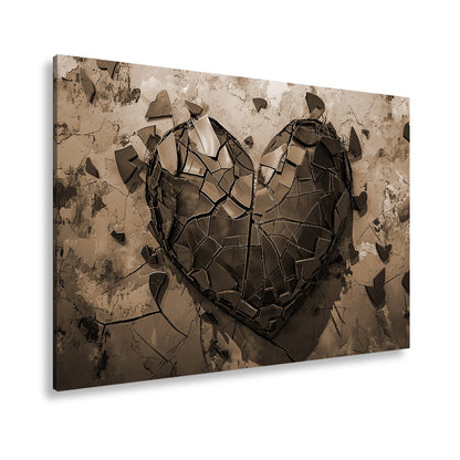 Leinwandbild Zerborstenes Herz – Schmerz gemalt in Glas und Wand. - deyoli