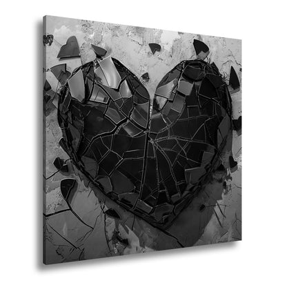 Leinwandbild Zerborstenes Herz – Schmerz gemalt in Glas und Wand. - deyoli