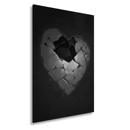 Leinwandbild Zersprungenes Herz offenbart dunkle Leere der Sehnsucht. - deyoli