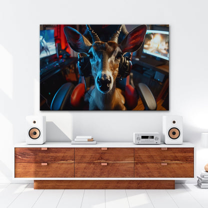 Leinwandbild Zocker - Antilope – wild im Spiel, klug im Kopf. - deyoli