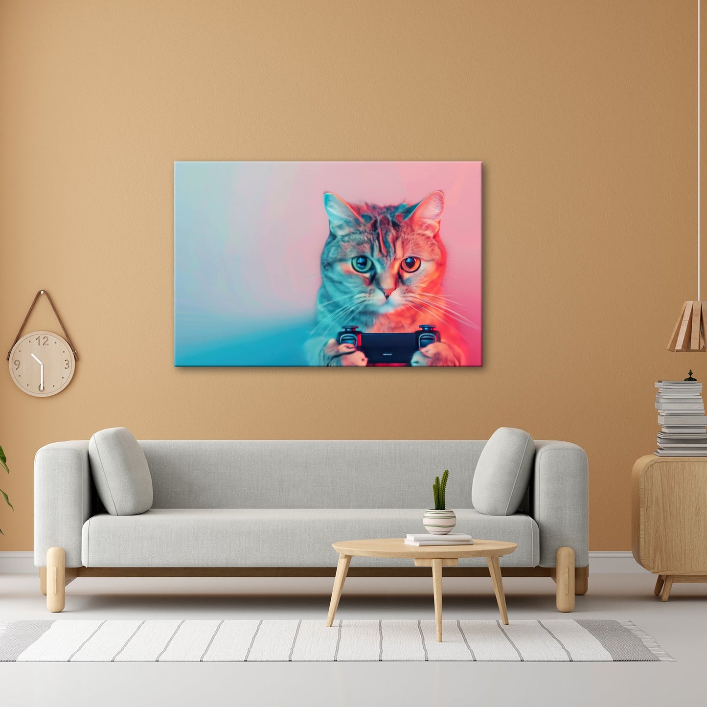 Leinwandbild Zockerkatze im Neonlicht – bereit für das nächste Level. - deyoli