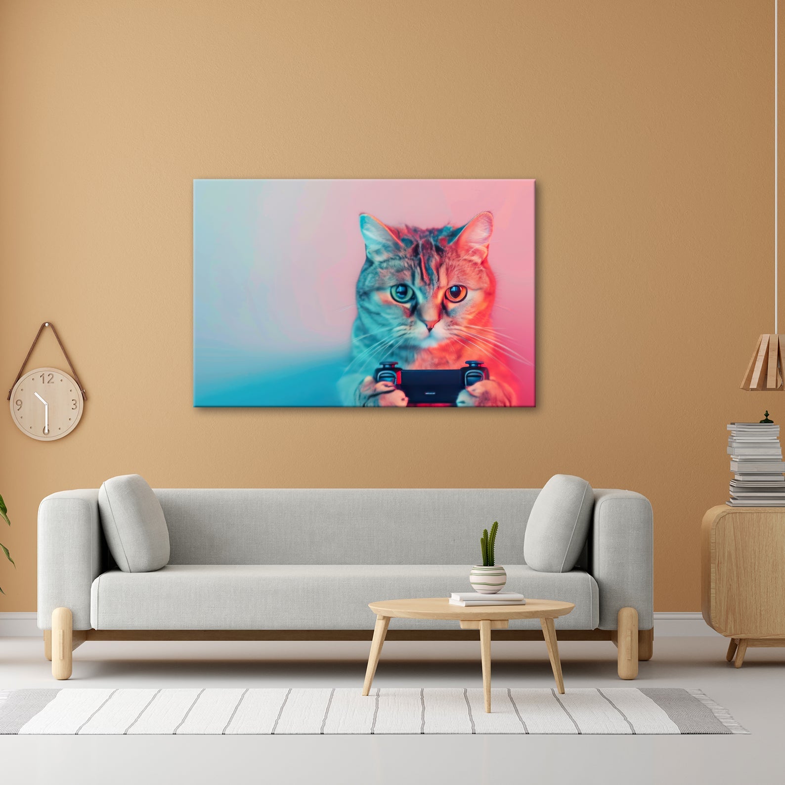 Leinwandbild Zockerkatze im Neonlicht – bereit für das nächste Level. - deyoli