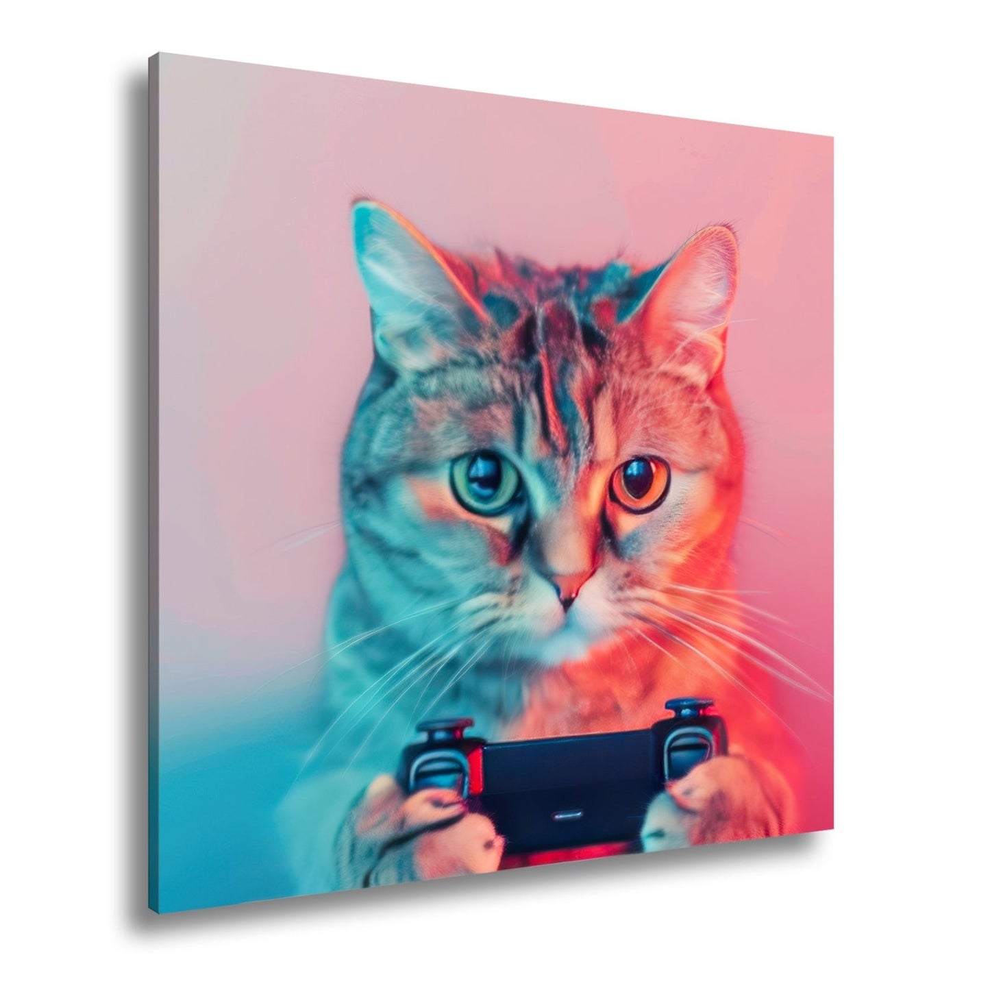 Leinwandbild Zockerkatze im Neonlicht – bereit für das nächste Level. - deyoli