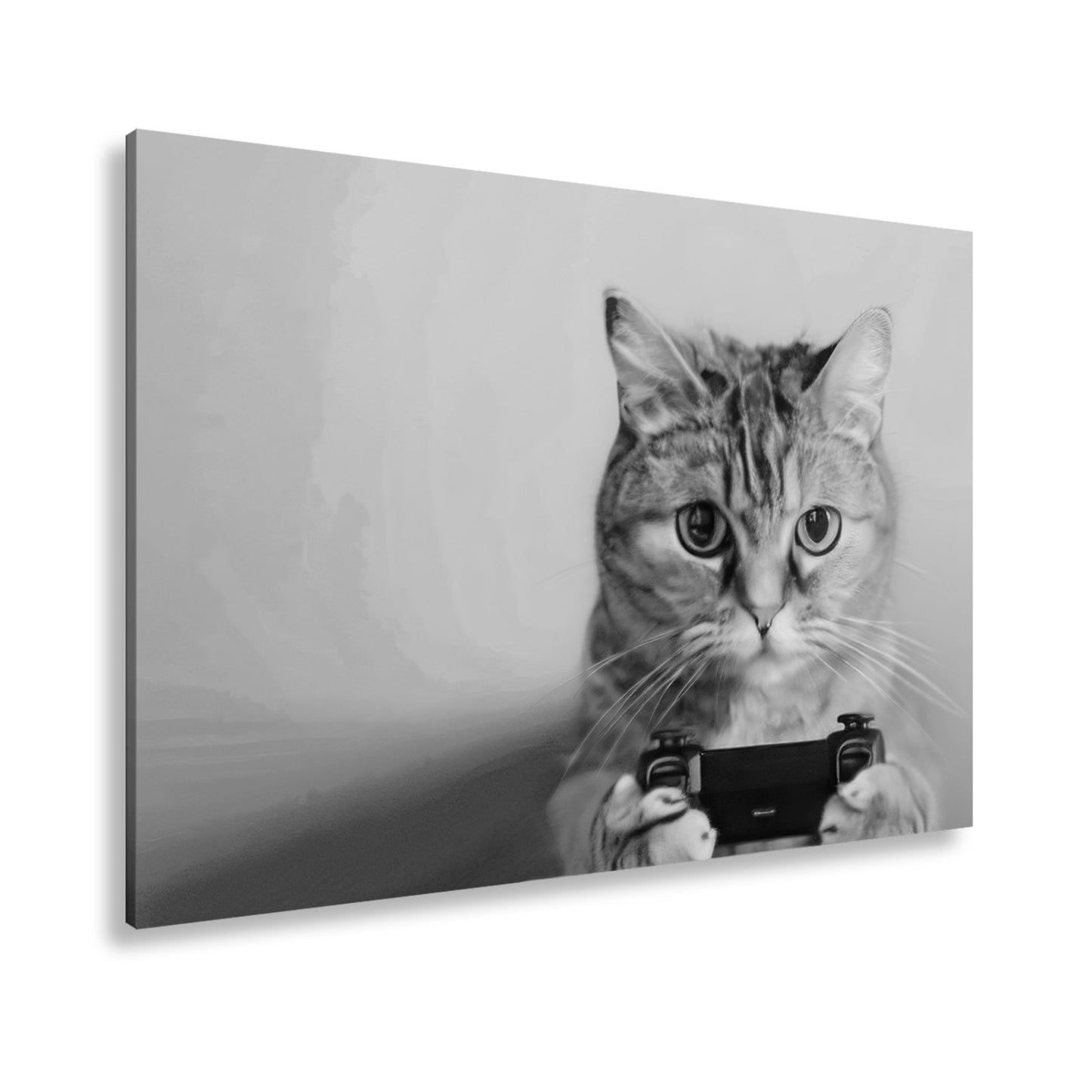 Leinwandbild Zockerkatze im Neonlicht – bereit für das nächste Level. - deyoli