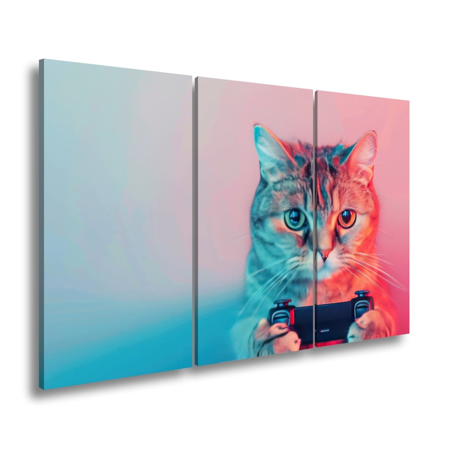 Leinwandbild Zockerkatze im Neonlicht – bereit für das nächste Level. - deyoli