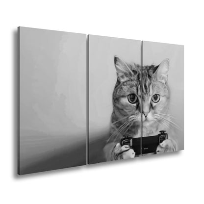 Leinwandbild Zockerkatze im Neonlicht – bereit für das nächste Level. - deyoli