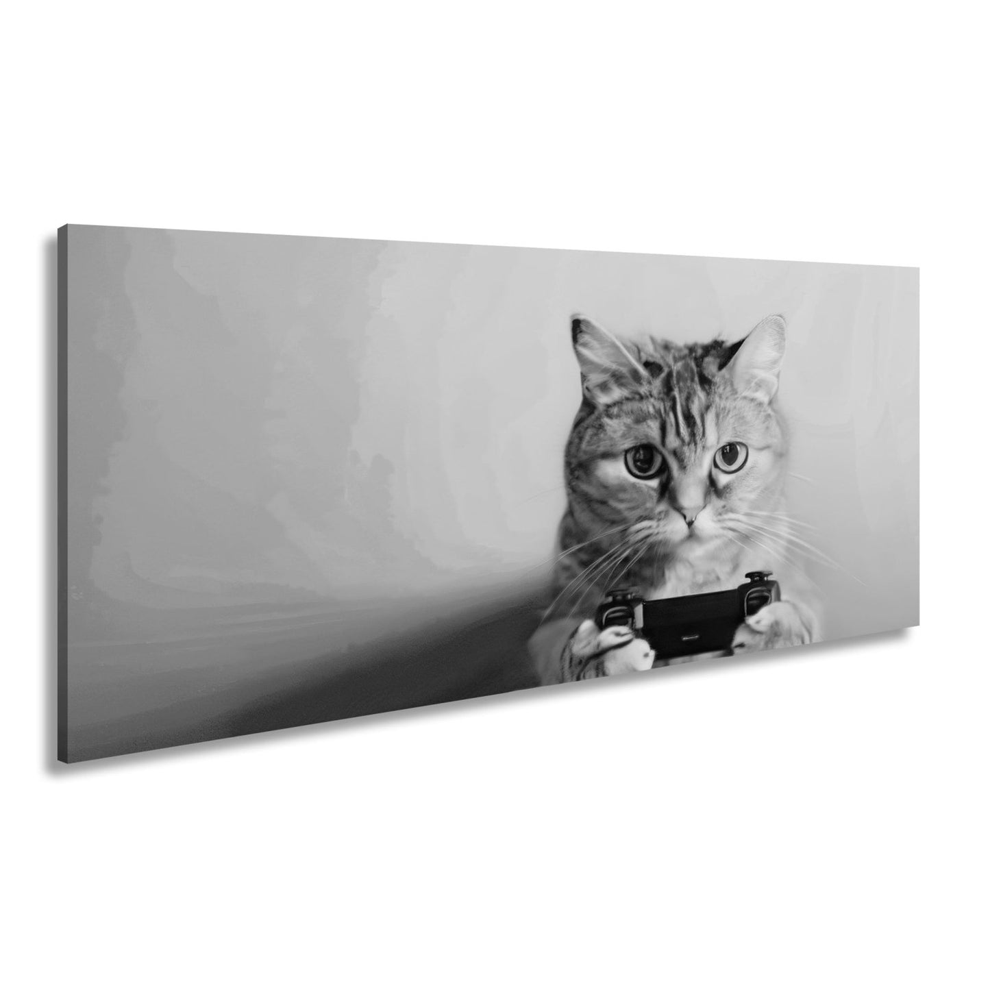 Leinwandbild Zockerkatze im Neonlicht – bereit für das nächste Level. - deyoli