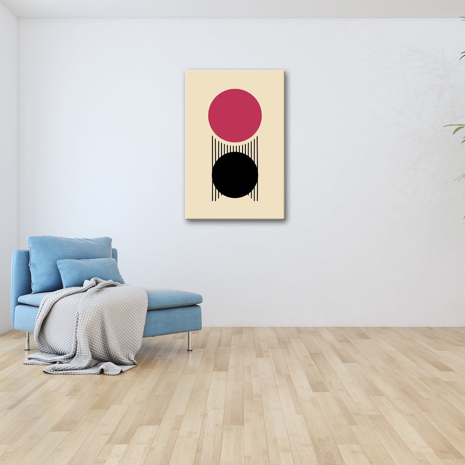 Leinwandbild Zwei Kreise verbunden durch Linien – minimalistische Balance - deyoli