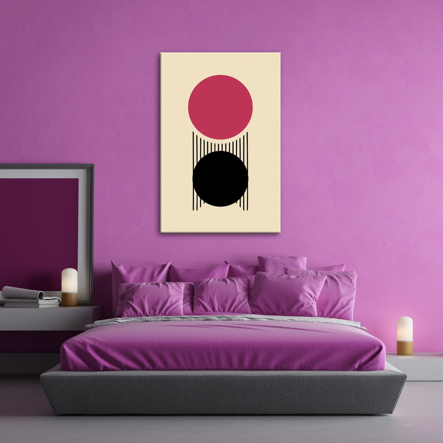 Leinwandbild Zwei Kreise verbunden durch Linien – minimalistische Balance - deyoli