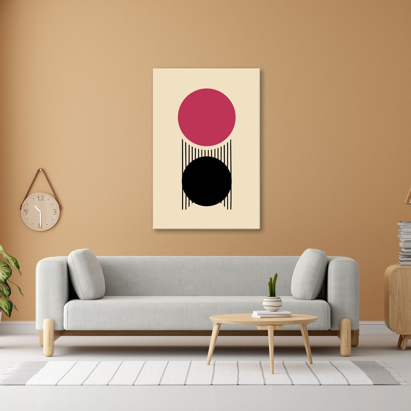 Leinwandbild Zwei Kreise verbunden durch Linien – minimalistische Balance - deyoli