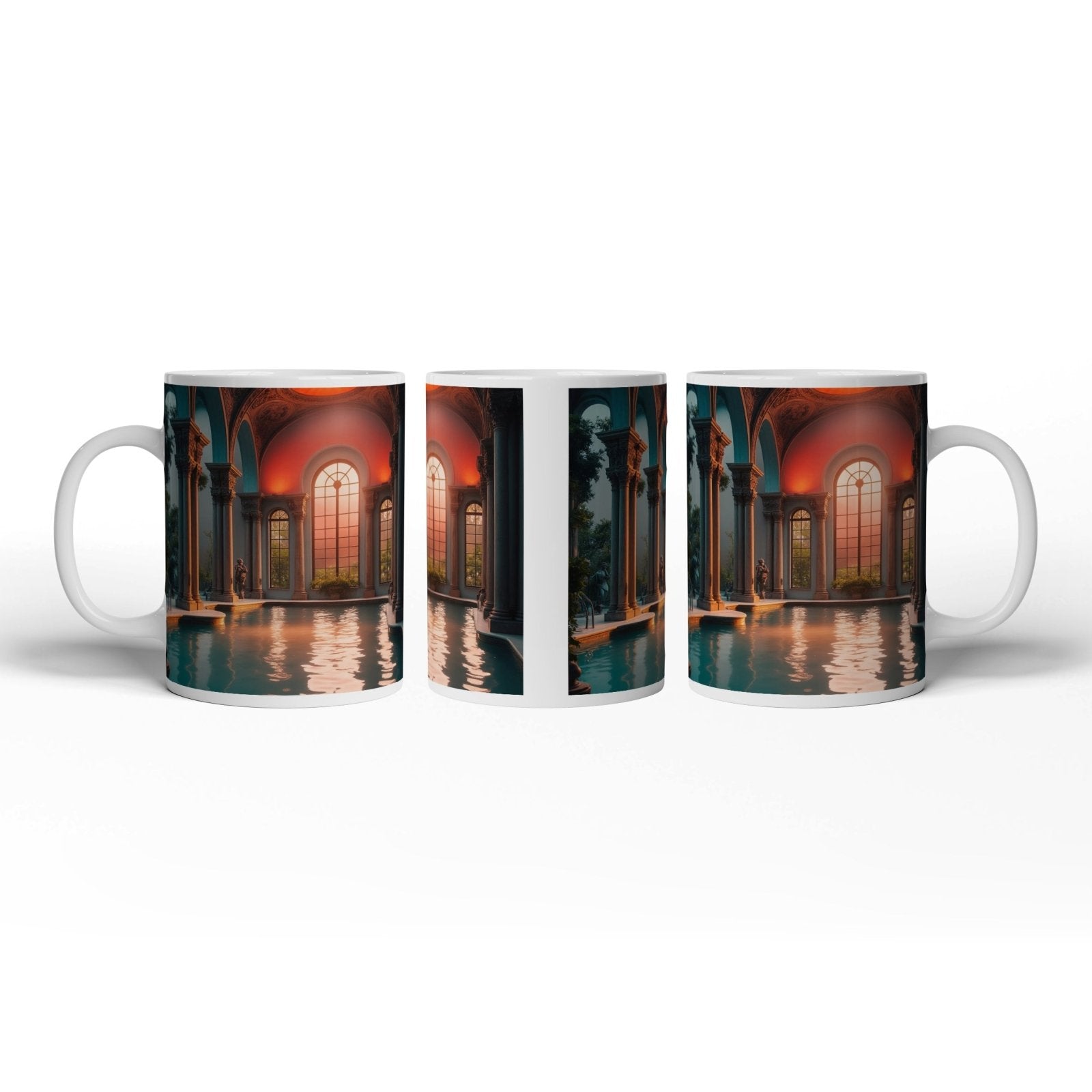 Motivtasse Abendlicht taucht das Badehaus in goldene Stille. - deyoli