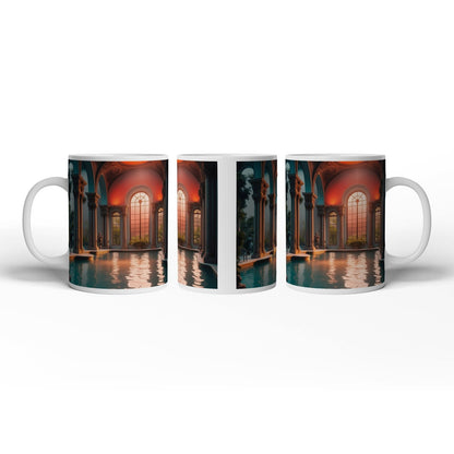 Motivtasse Abendlicht taucht das Badehaus in goldene Stille. - deyoli