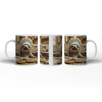 Motivtasse Backfreude im Blick – ein Faultier mit Keks - Mission. - deyoli