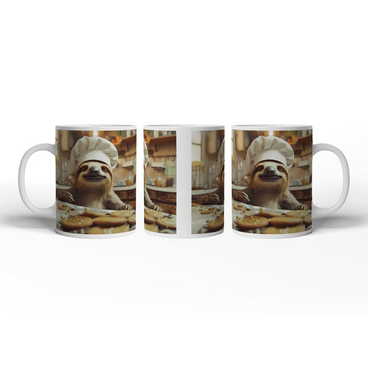 Motivtasse Backfreude im Blick – ein Faultier mit Keks - Mission. - deyoli