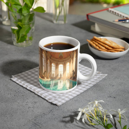 Motivtasse Barocke Badeträume – Sonnenstrahlen tanzen auf dem Wasser. - deyoli